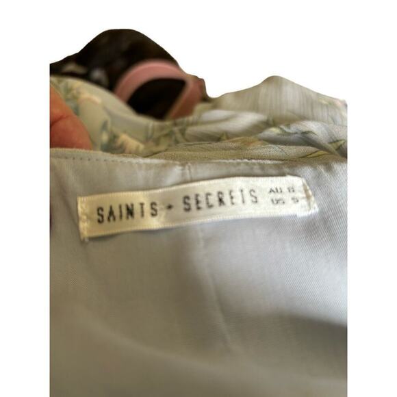 Saints+Secrets blue floral jumpsuit, small, wide leg, flowy, romantic, soft - Picture 5 of 6